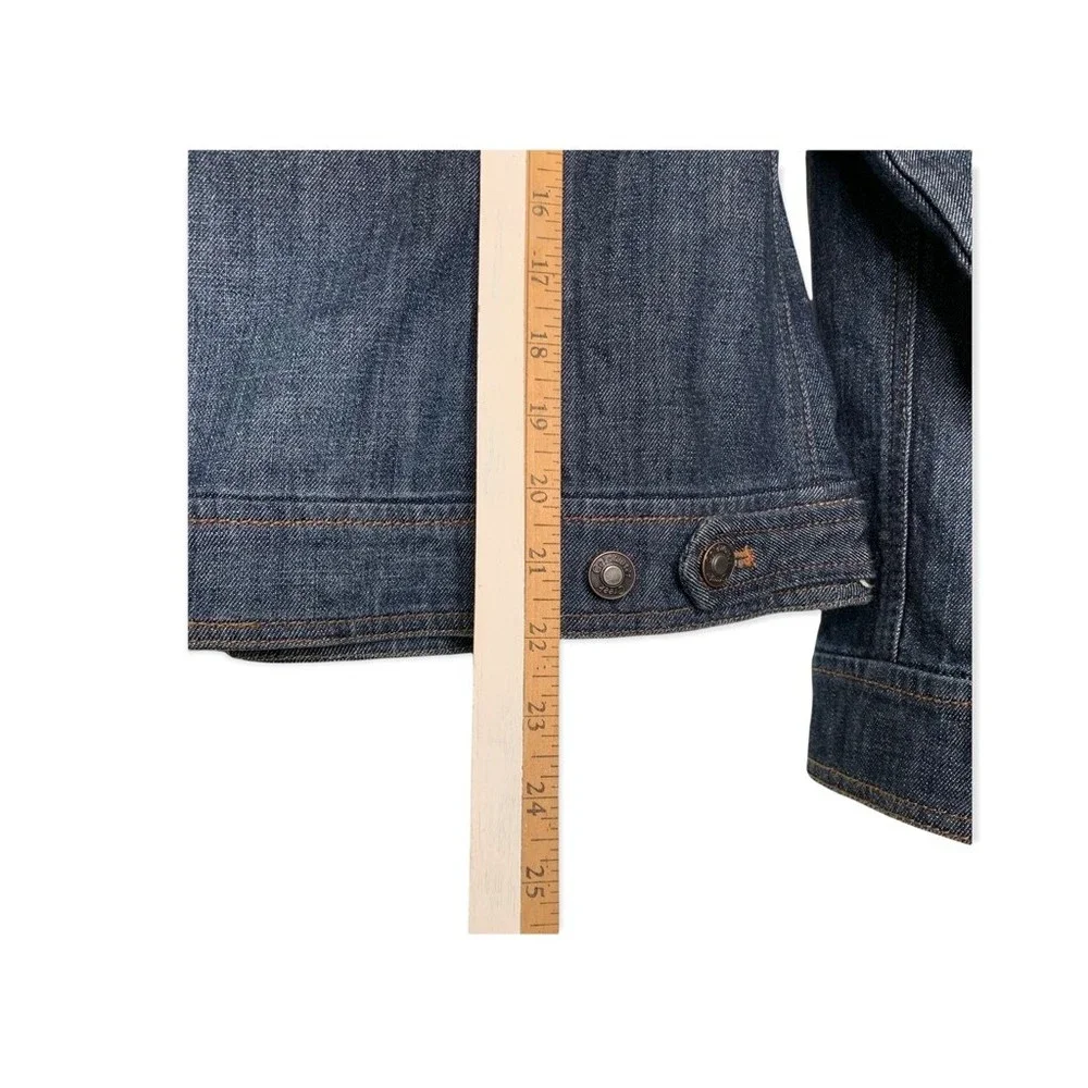 Coldwater Creek Womens Denim Jacket Blue Stretch Pockets Embroidered Petites 10P